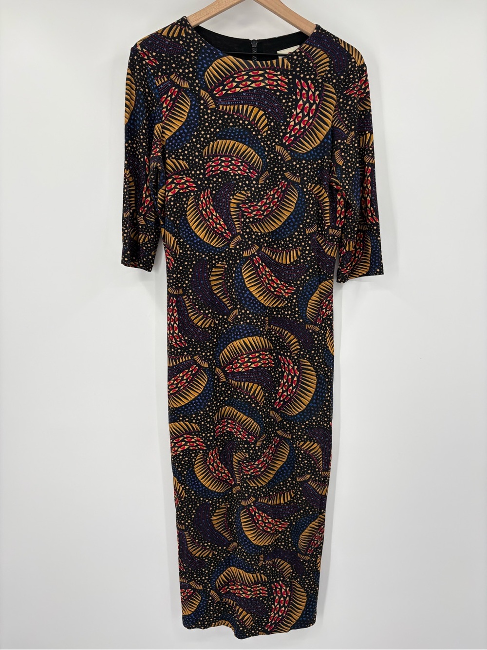 Farm Rio Wild Bananas Jersey Midi Dress Size L Bodycon